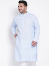 Hangup Men Standard Solid Men's Indian Wear-SkyBlue_Linen_OnlyLongKurta