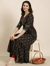 Women Anarkali Black Bandhani Kurta-AT-A1448-LG-Black