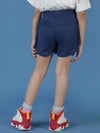 Tales & Stories Girls Navy Blue Cotton Poly Regular Fit Print Shorts