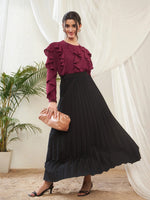 Women Maroon Full Sleeves Ruffle Top