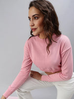 Women's Pink Solid Crop Top-AN-95006-Pink