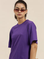 Dillinger Violet Solid Oversized T-Shirt