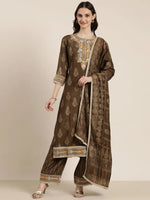 Women Bronze Printed Kurta Set-GW-3773-Bronze