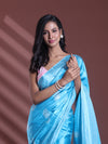 Sky Blue Silk Soft Saree With Paisley Print-MA60BSL01400048