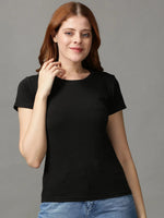 Women's Black Solid Top-AE-10450-Black