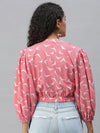 Women's Pink Printed Crop Tops-AE-10292-Pinkwhite