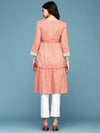 Women's Pink Solid Empire Kurti-ON-578-Peach