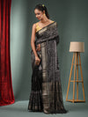 Black Blended Silk Handwoven Saree With Woven Zari Border-MA50BSL34830117