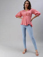 Women's Pink Printed Top-AE-10282-Pink