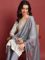 Ahika Viscose Abstract Grey Indian Ethnic