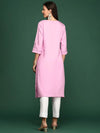 Women Pink Solid Straight Kurta-DF-1579-Pink