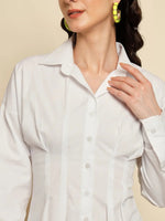 White Dart Detail Shirt Dress