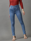 Women's Blue Solid Skinny Fit Denim Jeans-GZ-5282-Blue