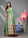 Green Silk Banarasi Saree With Zari Woven Designs-MA52BSL441050050