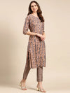 Women's Peach Printed Kurta Set-SKC-3196-Peach