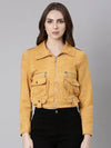 Women Mustard Solid Tailored Jacket-CHN-973-Mustard