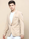 Men Beige Solid Casual Blazers-LBR-5500-Beige