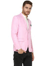 Hangup Men Standard Solid Men Formalwear-BabyPinkLinenBlazer