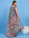 Saree Mall Women's Linen Blend Grey Printed Designer Saree With Blouse Piece-SUMER106