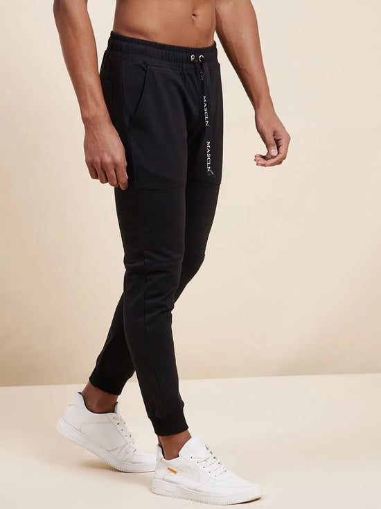 Men's Black Relax Fit Stitch Detail Joggers