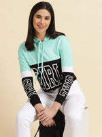 Women's Sea Green Colourblock Sweatshirt-AF-1751-Seagreen