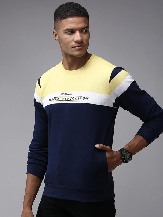 Men Blue Colourblock Sweatshirt-OTSS-4-2-Navyblue