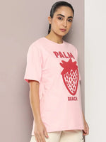 Dillinger Pink Graphic Oversized T-Shirt-WMNCR427PINK-XS