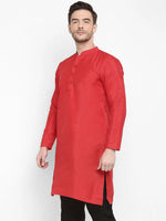 Hangup Men Standard Solid Men's Indian Wear-Red_Dupion_LongKurta