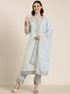 Women Blue Printed Kurta Set-GW-3658-Blue