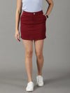 Women's Burgundy Solid Pencil Denim Skirt-LT-SKT-10414-Burgundy