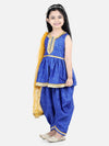 BownBee Girls Bandhani Silk Peplum Style Kurti Dhoti with Dupatta Suits - Blue