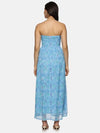 Floral Blue Front Gathered Maxi Dress-17349