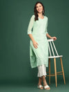 Women Sea Green Embellished Straight Kurta-SKC-1243-Seagreen