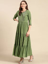 Women's Green Embellished Anarkali Kurta-SKC-1110-Green