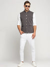 Men Grey Mandarin Collar Solid Nehru Jacket-AK-26986-34-Grey