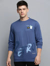 Men Blue Printed Casual Sweatshirt-BP-1447-Blue