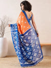 Ahika Women Orange Linen Ikat Printed Saree-VFSAR1030