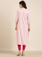 Women Pink Floral Straight Kurta-GW-4230-Pink