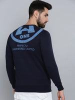 Men Blue Solid Sweatshirt-SCAW-37-Navyblue