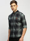 Men Green Checked Shirt-CLEON-1798-Seagreen