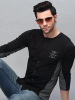 Rigo Men Black Cut And Sew T-Shirt