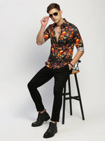 Men Black Printed Shirt-PRISM-1700-Black