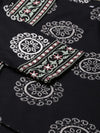 Women Black Embellished A-Line Kurta-GW-3127-Black