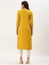 Women's Yellow Embellished Straight Kurta-JC-12-Yellow