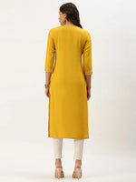 Women's Yellow Embellished Straight Kurta-JC-12-Yellow