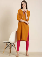 Women Mustard Striped Straight Kurta-NJ-3569282-Mustard