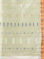 Off White Tussar Silk Saree With Woven Texture Motifs-MA66TUS432590048