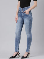 Women Blue Solid Slim Fit Denim Jeans-LT-022802-Blue