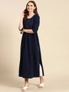 Women's Navy Blue Embellished Anarkali Kurta-SKC-1032-Navyblue