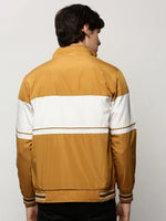 Men Yellow Colourblock Casual Bomber Jackets-LBR-102-Mustard